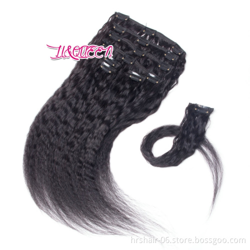 Cheap kinky straight hair weave 100 percent indian remy human hair clip in hair extension